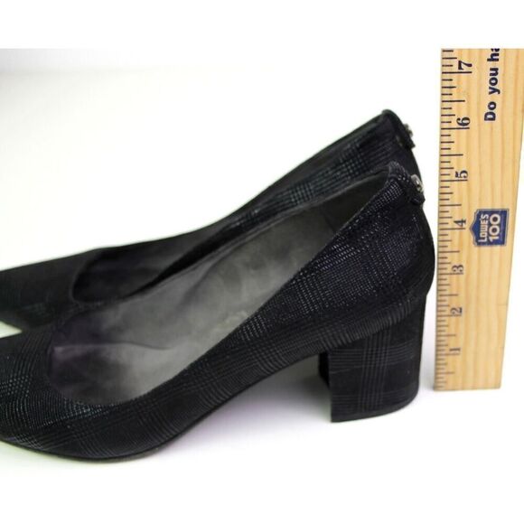 Stuart Weitzman BLACK REAL LEATHER POINTED MID HEEL CLASSIC PUMP SHOES Sz 9.5 - Picture 9 of 13